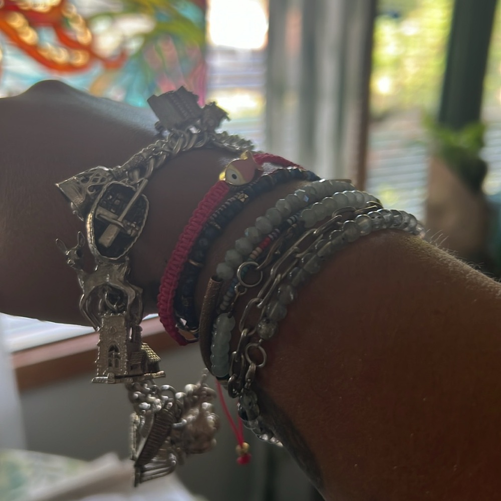 Solid Sterling Silver Chain Link Charm Bracelet - image 3